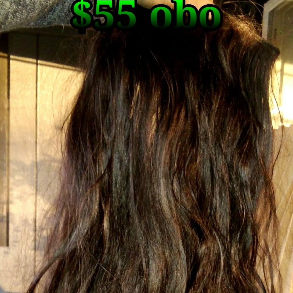 Brown synthetic curly clip in hair extensions